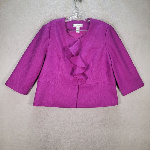 Vintage 90s D.Vine Magenta Textured Scoop Neck Ruffle Maximalist Unique Blazer - Picture 1 of 15